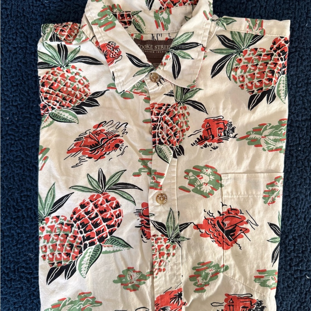 🚨3 for $25 SALE! Brooke Street Men's Tropical Pineapple Shirt - Cream and Red